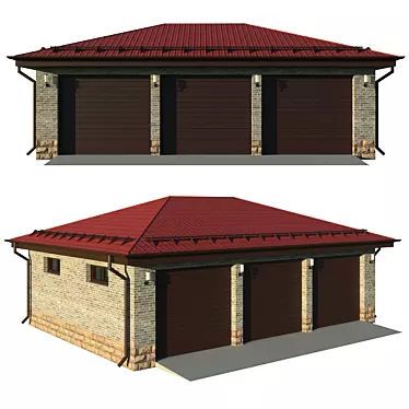 Spacious 3-Car Garage: 11x8m 3D model image 1 