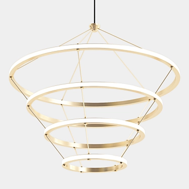 Elegant Halo Chandelier: Brass Beauty 3D model image 1 