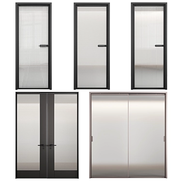 Elegant Glass Door Set 3D model image 1 