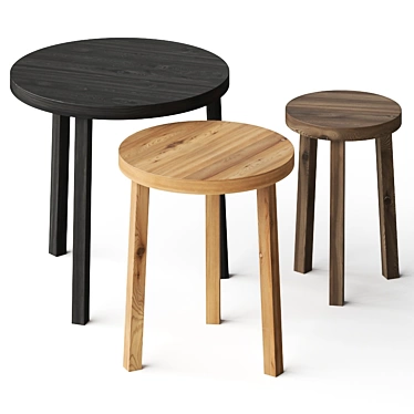 Sleek Alex Side Tables Set 3D model image 1 