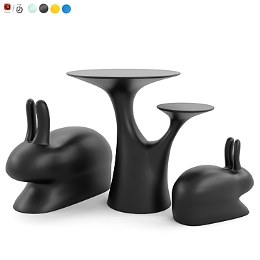 Qeeboo Rabbit Tree: A Modern Twist on a Round Table 3D model image 1 