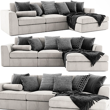 Meridiani Louis Small Modular Sofa: Versatile Design, Premium Comfort 3D model image 1 