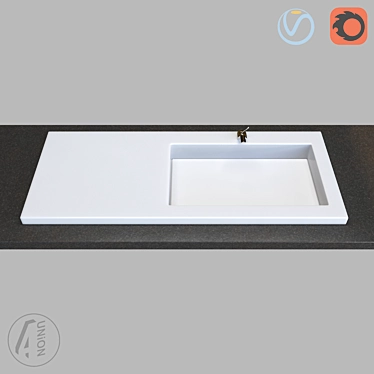 Title: Rectangular Washbasin Overlay 3D model image 1 