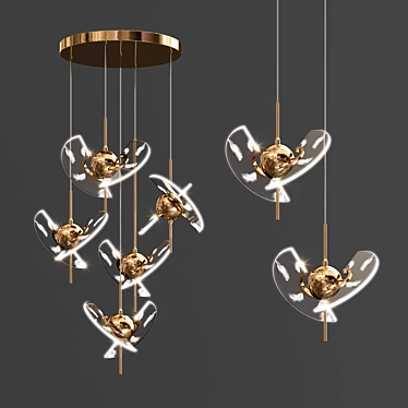 Contemporary Metal Art Chandelier 3D model image 1 