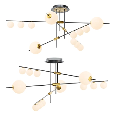 AUREATE 12: LED Chandelier with Globe Shades 3D model image 1 