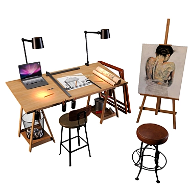 Artistic Workshop Decor Set 3D model image 1 
