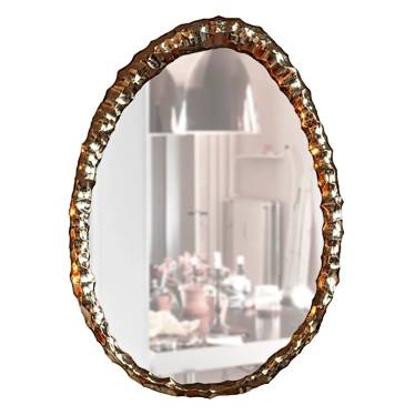 Elegant Handcrafted Oval Mirror 3D model image 1 
