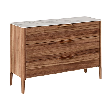 Contemporary Designer Dresser in Walnut 3D model image 1 