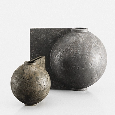 Offset Big and Mini Dark Gray Vases by 101 Copenhagen