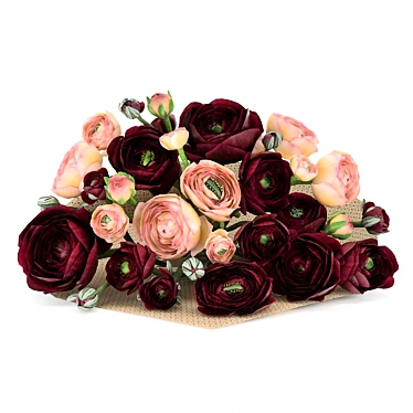 Ranunculus Bouquet: Elegant Flower Arrangement 3D model image 1 