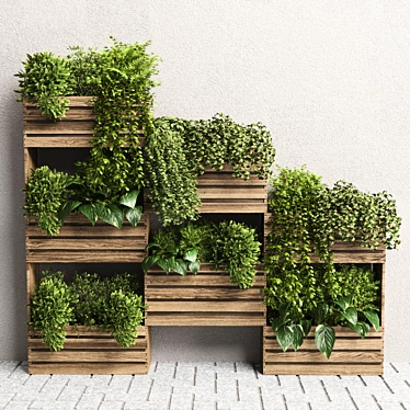 Elegant Bax Wood Vase - Indoor Plant Stand 3D model image 1 