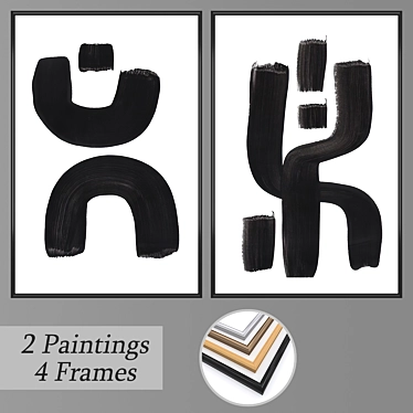 2-Piece Wall Paintings Set 3D model image 1 