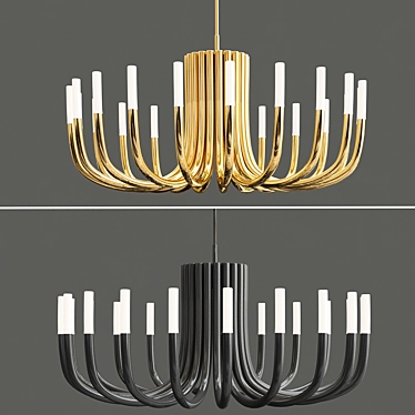 Elegant Rousseau Oval Chandelier 3D model image 1 