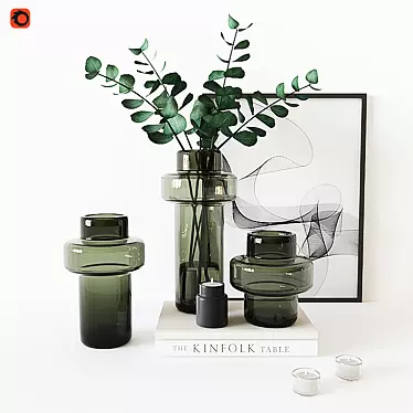 Elegant Glass Vase Set 3D model image 1 