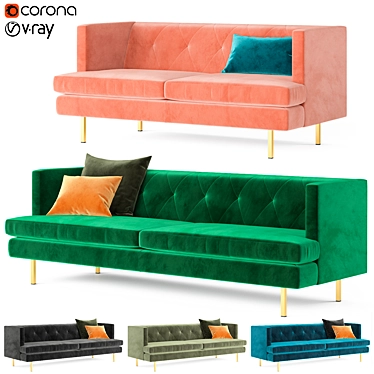 Modern and Stylish Avec Sofas 3D model image 1 