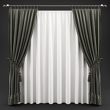 Premium UV Mapped Curtain 3D model image 1 