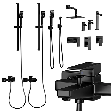 Sleek Black Bathroom Set: Omnires Parma 3D model image 1 