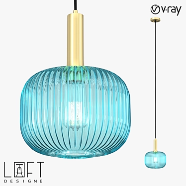 Industrial Glass Pendant Light 25cm 3D model image 1 