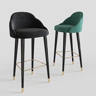 Elegant Velvet Brass Bar Chair 3D model image 1 