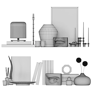 Modern Decor Set: Lamp, Candleholders, Candles, Candle Stand, Vase 3D model image 1 
