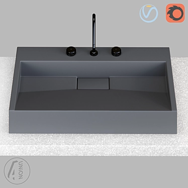 Title: Gray Square Washbasin - Sleek and Stylish 3D model image 1 