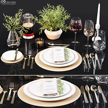 Elegant Table Setting for Dining 3D model image 1 