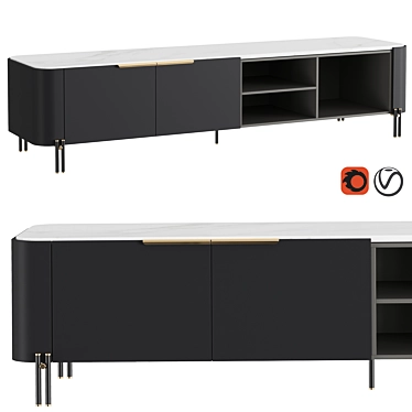 Elegant Bamboo TV Stand 3D model image 1 