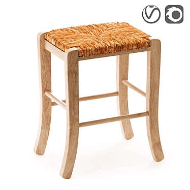 Classic Beech Stool, Perrine 3D model image 1 