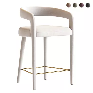 Modern White Counter Stool 3D model image 1 