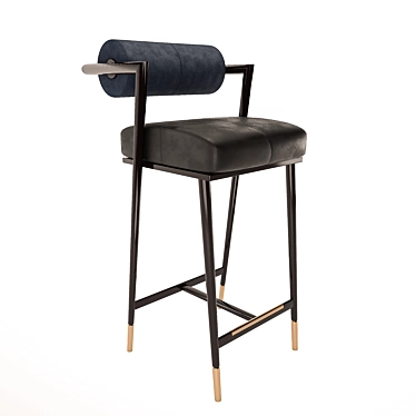 Modern Velvet and Leather Bar Chair 3D model image 1 