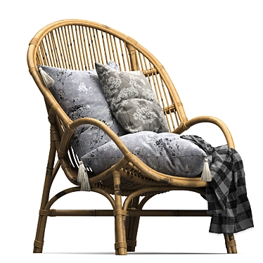 Vintage Rattan Accent Chair 3D model image 1 