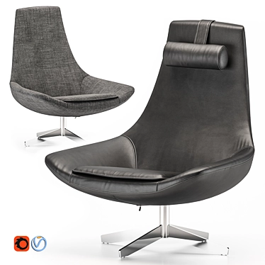 Elegant QU Armchair by BORG 3D model image 1 