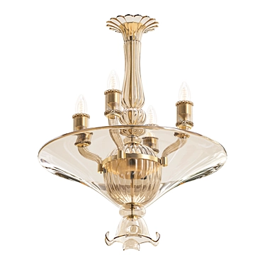 Elegant Murano Glass Chandelier with Gold Inclusions 3D model image 1 
