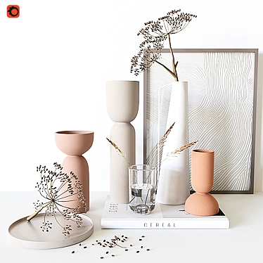 Elegance in Bloom: Decorative Vase Set 3D model image 1 