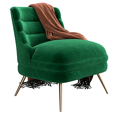 Luxury Emerald Velvet Lounger 3D model image 1 