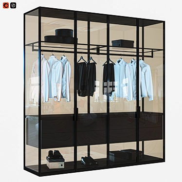 Spacious 7-Door Cupboard 3D model image 1 