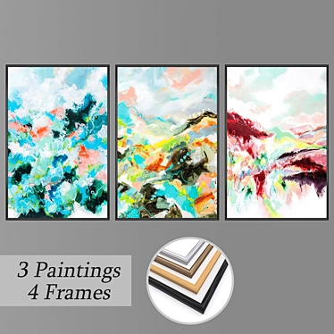 Elegant Wall Art Set with Frame Options 3D model image 1 