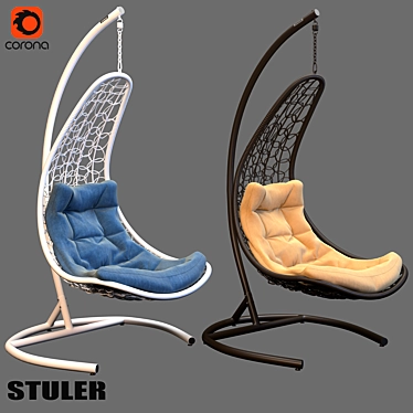 Eco-Rattan Petal Hanging Chair 3D model image 1 