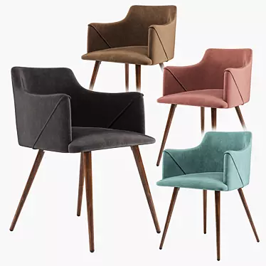 Monarch Velvet Metal Chair: Stylish & Comfortable 3D model image 1 