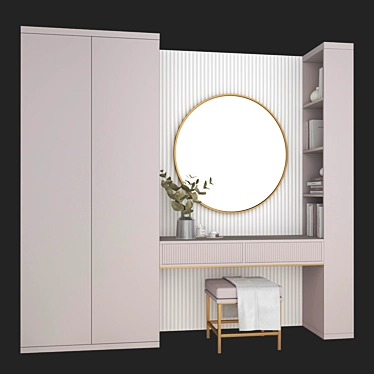 Elegant Vanity Set with Mirror 3D model image 1 