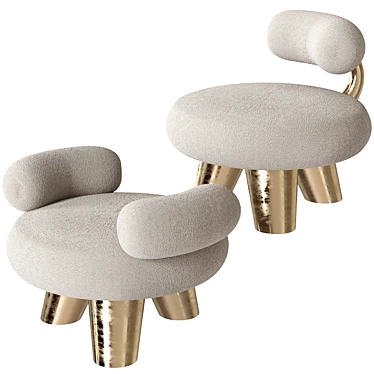 Elegant Tomyris Chair & Athena Ottoman 3D model image 1 