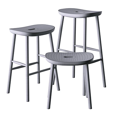 Modern Stool Trio: O1, O2, O3 3D model image 1 