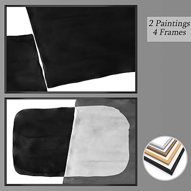 Artistic Wall Paintings Set with Multiple Frame Options 3D model image 1 