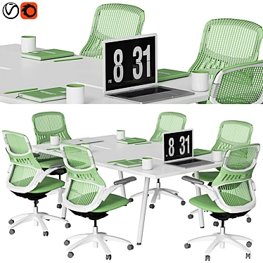 Sleek Green Conference Table 3D model image 1 