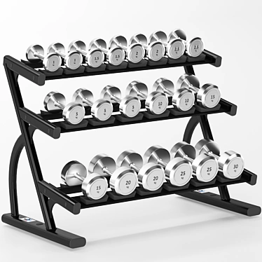 Durable Metal Gym Dumbbell Set 3D model image 1 