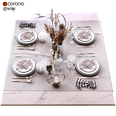 Elegant 2015 Dining Table Set 3D model image 1 