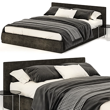 Elegant Dark Gray Poliform Bed 3D model image 1 