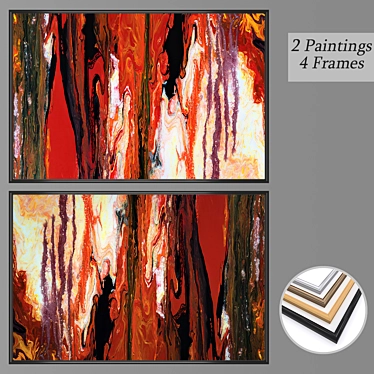 Elegant Wall Art Set with Frames 3D model image 1 