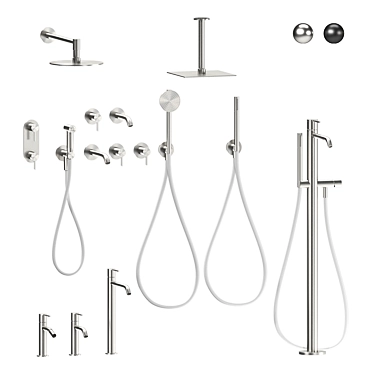 Cea Innovo Set: Sleek Chrome and Matte Black Fixtures 3D model image 1 