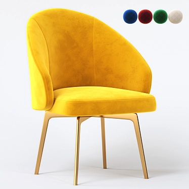  Plush Chenille Dining Chair 3D model image 1 